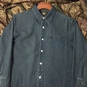 RRL indigo dyed railman shirt